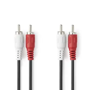 Nedis CAGL24200BK50 audio kabeļi 5 m 2 x RCA vīrietis uz 2 x RCA vīrietis melns varšklāts tērauds niķelēti kontakti AWG 28