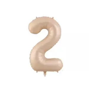 Foil Number Balloon Riff 2, matte beige, 1 m