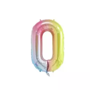 Riff foil balloon number 0 RF-FOL-0-COLOR — glossy colorful numeral, party decoration