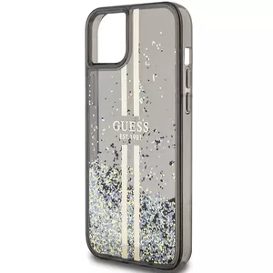 Protective TPU liquid glitter phone case GUESS for Apple iPhone 15 — Gold stripe, Black