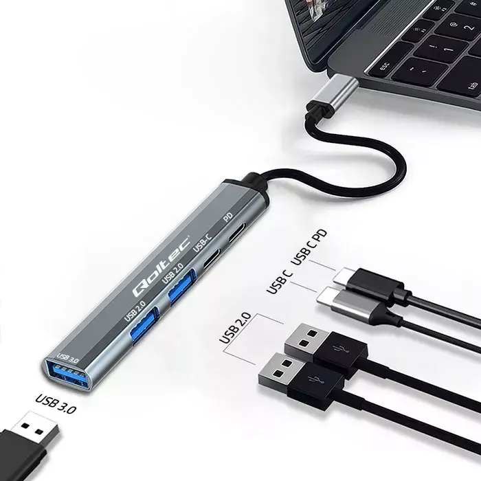 USB-C hubs QOLTEC 53790 5‑1 Photo 3
