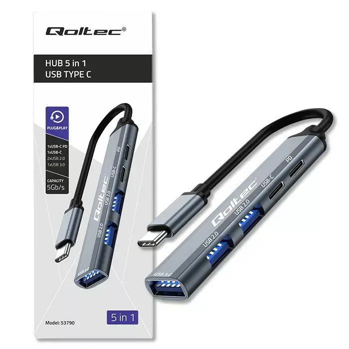 USB-C hubs QOLTEC 53790 5‑1 Photo 4