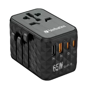 Универсальный адаптер питания Verbatim UTA-05 65W GaN III 2x USB-C 2x USB-A