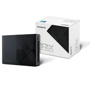 GIGABYTE GB-BNIP-N100 Mini PC barebone with Intel N100 processor, DDR4-SDRAM support, M.2 SSD storage, Wi-Fi, and dual HDMI ports in black
