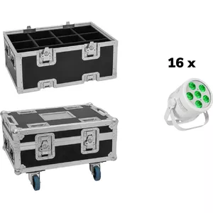 LED Par Light set EUROLITE 16x Silent Par 6 QCL Floor with flight case