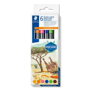 Felt Pen Staedtler 3001 C6-3 — 6 Colours, Fine Point, Bullet & Brush Tips