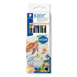 Felt pen set Staedtler 3001 C6-2 — 6 colours, Fine point, bullet and brush tips
