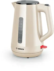 Electric kettle Bosch MyMoment TWK1M127 — 1.7 L, 2400 W, Cream/Anthracite, plastic housing, cordless with water level indicator