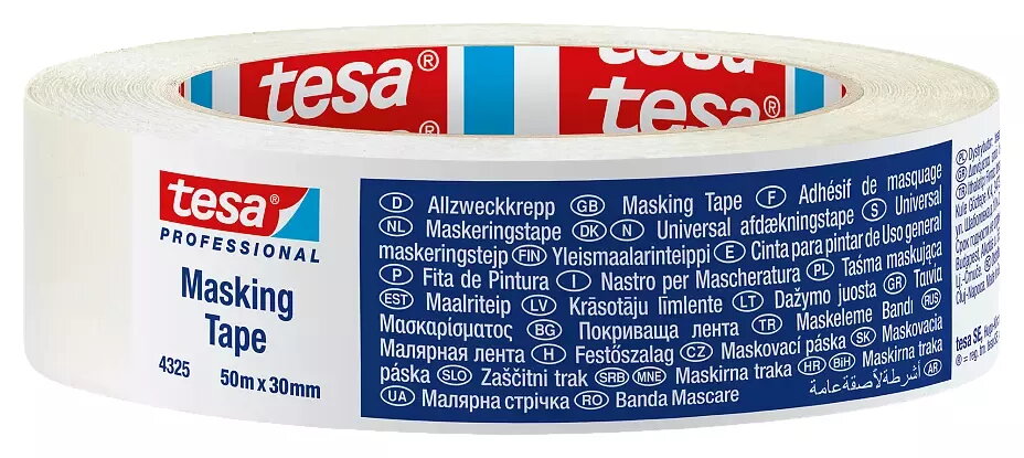 Krāsošanas līmlente Tesa 4325, papīra, balta