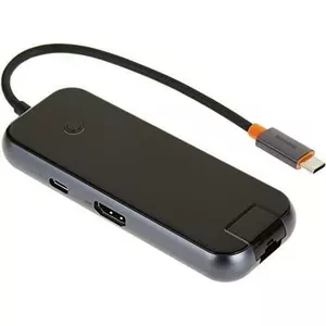 USB-C хаб Baseus AcmeJoy 6 в 1 — 2×USB 3.0, USB 2.0, USB-C PD, HDMI, RJ45 (темно‑серый)