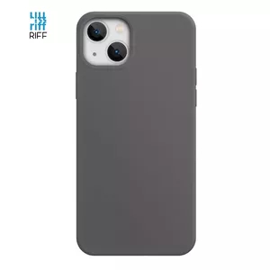 Силиконовый чехол Riff для iPhone 13 mini, серый, внутренность из мягкого микроволокна