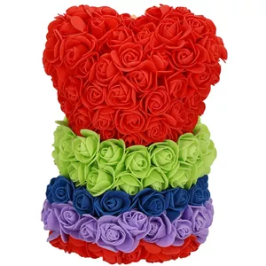 Stuffed teddy bear Springos HA7394 with decorative roses plush toy, soft cuddly companion