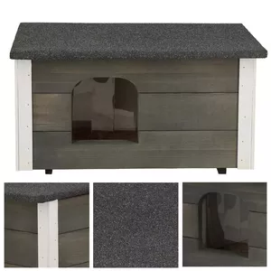 Dog kennel Springos DH001 GREY — small indoor/outdoor pet house for small dogs and puppies, compact dimensions