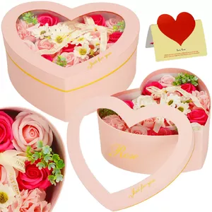 Soap roses Springos HA7444 — 24 pcs heart-shaped flower box, pink