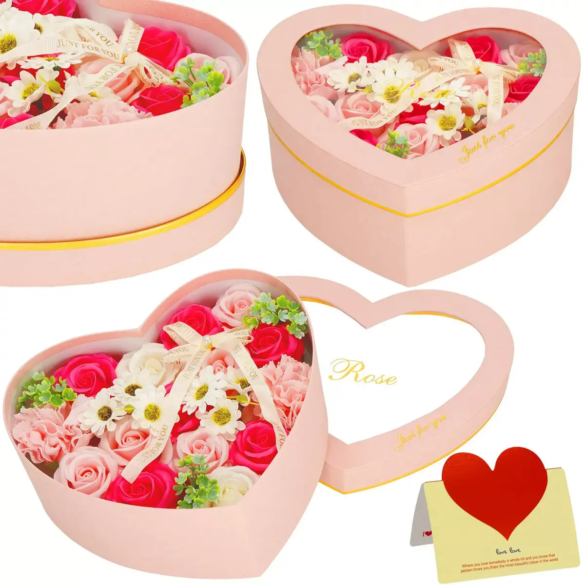 Soap roses Springos HA7444 — 24 pcs heart box Photo 4