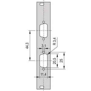 Front panel SCHROFF SUB-D cutout TEILFRONTPL.3HE 4TE 2x9 DC, mounting panel for SUB-D connectors
