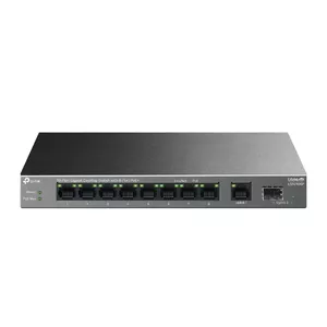 Neuzraugāms switches TP-LINK LS1210GP 10 porta Gigabit, 8× PoE+ (kopējais 61 W), 1× SFP, 9× RJ‑45 Gigabit