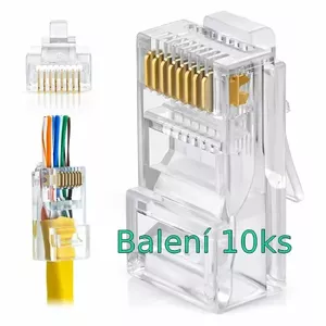 W-Star Konektor UTP RJ45EZ Cat5e 10ks pozlacený 5SLD pass through drát licna RJ45EZc510