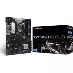 Материнская плата BIOSTAR TZ590-BTC DUO — Intel Z590 LGA 1200 ATX, 4×DDR4, 4×M.2, 10×SATA III, 7.1 аудио