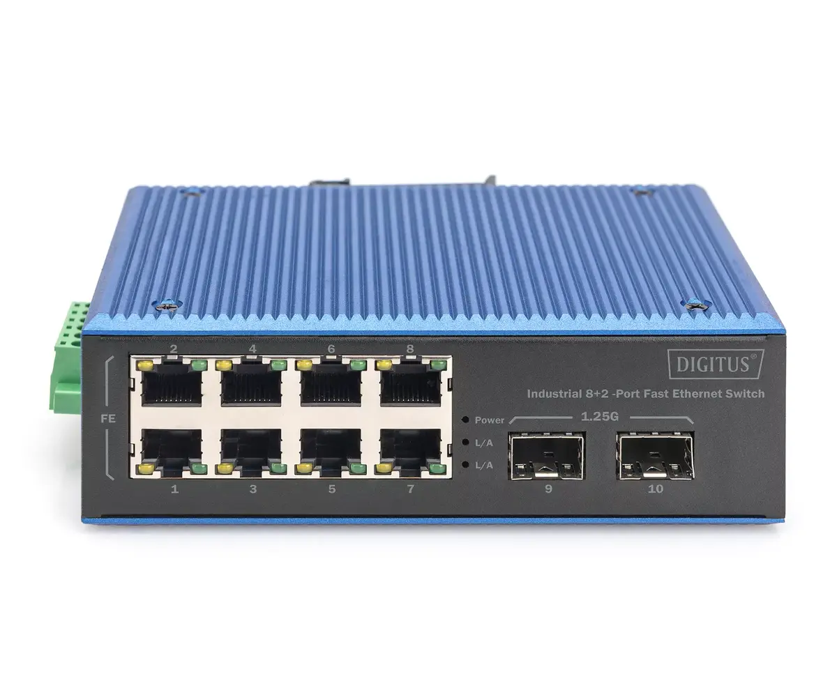 Неуправляемый коммутатор Digitus Industrial 8+2-Port Fast Ethernet Switch Photo 4