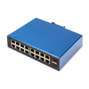 DIGITUS Industrial L2 Managed Gigabit Ethernet Switch 16x RJ-45 + 2x SFP, 12–48V DC, 8000 MAC