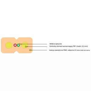 Tīkla kabelis EmiterNet plakanais drop FRP J-V(ZN)H 2E 9/125 G.657A1 2000m melns