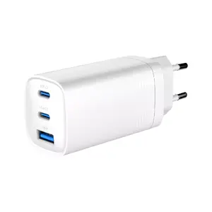 Зарядное устройство для мобильных устройств Gembird TA-UC-PDQC65-01-W, 65 Вт, 2× USB-C (PD 3.0), 1× USB-A (QC 3.0), 100–240В, белое