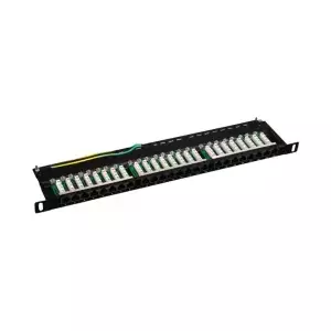 Patch panel Alantec PK032 — 24‑port U/UTP (UTP) RJ45, Cat5e, 0.5U, black