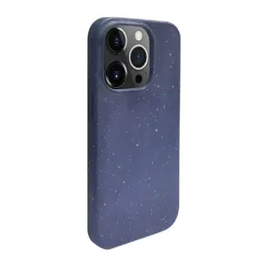 Silicone case iLike for iPhone 14 Pro, Eco Print design, Blue