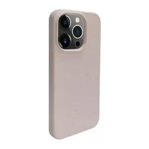 Silicone phone case iLike for iPhone 14 Pro — Eco Print design, beige