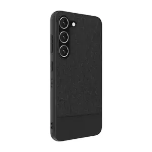 Protective plastic leather back cover for Samsung Galaxy S23 Plus — Black
