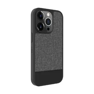 Задняя накладка из пластиковой кожи iLike для iPhone 14 Pro — серый