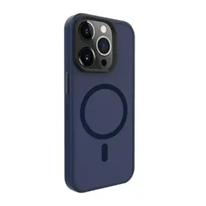 Гибридный защитный чехол Evelatus для iPhone 15 Pro Max — тёмно-синий, MagSafe, PC+TPU