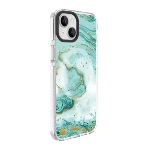 Чехол Evelatus для iPhone 15, PC+TPU, совместим с MagSafe, индивидуальная печать «Синий мрамор»