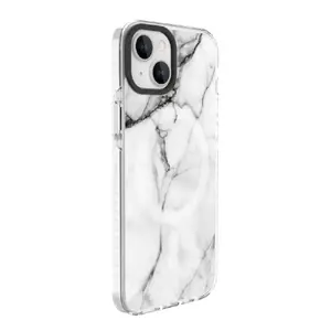 Protective case Evelatus for iPhone 15 — PC + TPU, MagSafe compatible, Custom Marble White print