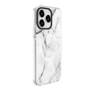 Защитный чехол Evelatus для iPhone 15 Pro Max — задняя панель PC, бампер TPU, MagSafe, дизайн Marble White