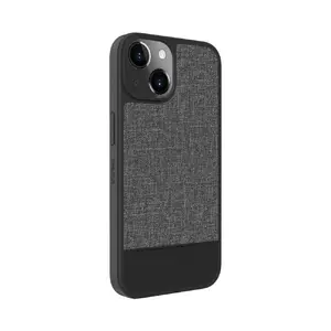 Задняя защитная крышка Evelatus для Apple iPhone 15 Plus — пластик с кожаной отделкой, серый, совместима с MagSafe