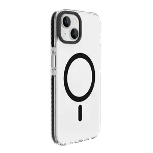 Protective Clear Case for iPhone 15 Plus Evelatus — PC + TPU, MagSafe Compatible, Transparent Black