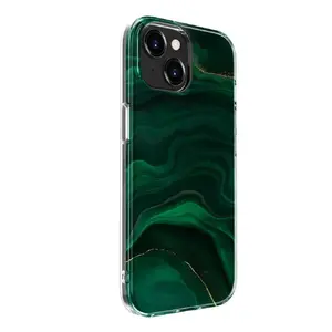 Чехол Evelatus для iPhone 15 с индивидуальным мраморным зелёным принтом