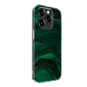 Чехол Evelatus для iPhone 15 Pro Max с индивидуальным зелёным мраморным принтом