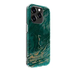 Чехол Evelatus для iPhone 15 Pro Max — индивидуальный принт мрамор бирюзовый