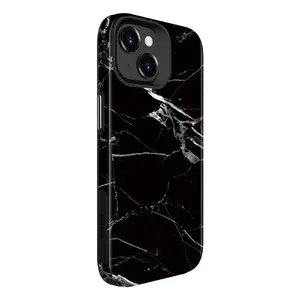 Защитный чехол Evelatus для iPhone 15 — TPU + PC, индивидуальный мраморный черный принт