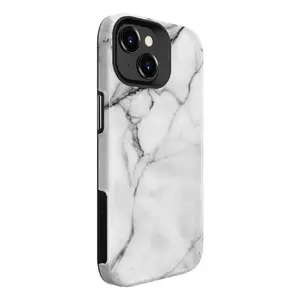 Aizsargmaciņš Evelatus iPhone 15 — TPU + PC, pielāgota marmora balta apdruka