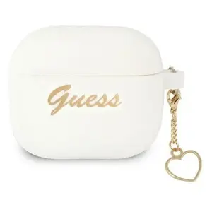 Protective silicone case GUESS for Apple AirPods 3 — Heart Collection, white