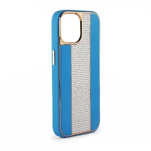 Protective leather phone case iLike for iPhone 11 — Diamonds design, blue