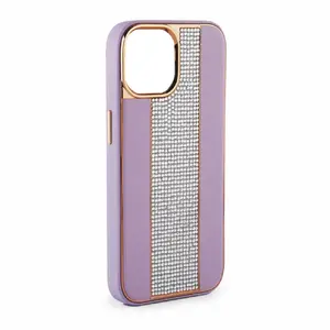 Чехол iLike для iPhone 15 Pro Max — кожа, «Diamonds», цвет Pink Sand