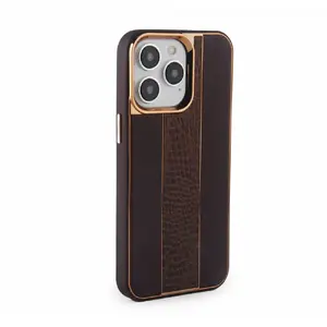 Кожаный чехол iLike для iPhone 15 Pro Max, индивидуальная посадка, коричневый