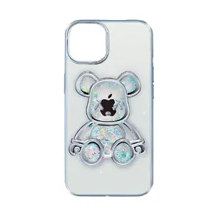 Silikona maciņš iLike priekš iPhone 15 — Print Desire Bear Silver
