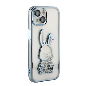 Silicone Case iLike for iPhone 15 — Print Desire Rabbit, Blue