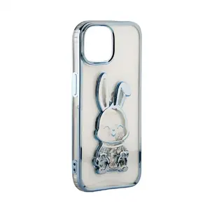 Силиконовый чехол iLike для iPhone 15 Pro — Print Desire Rabbit Blue